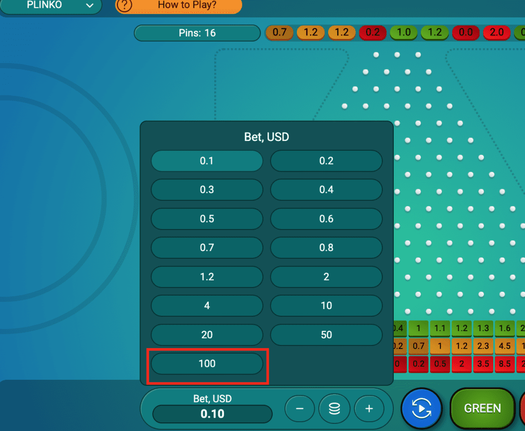 Tasa máxima de Plinko